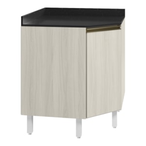 Balcao Canto Obliquo Tampo MDF Kali 12222 Bianco Toq Bianco Toq Nicioli