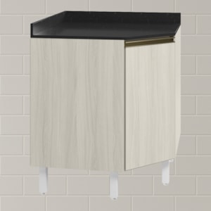 Balcao Canto Obliquo Tampo MDF Kali 12222 Bianco Toq Bianco Toq Nicioli
