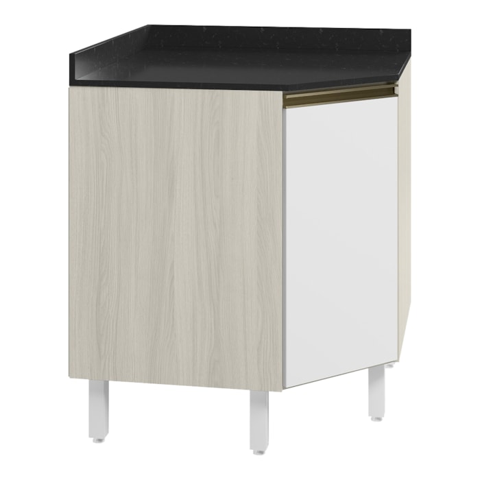 Balcao Canto Obliquo Tampo MDF Kali 12222 Bianco Toq Branco Uv Nicioli