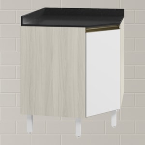 Balcao Canto Obliquo Tampo MDF Kali 12222 Bianco Toq Branco Uv Nicioli