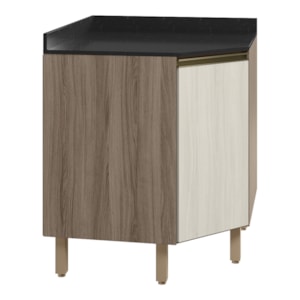 Balcao Canto Obliquo Tampo MDF Kali 12222 Carvalho Toq Bianco Toq Nicioli