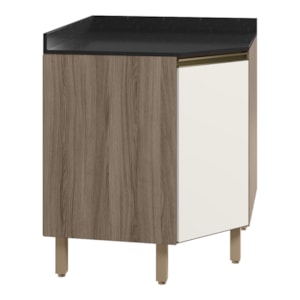 Balcao Canto Obliquo Tampo MDF Kali 12222 Carvalho Toq Off White Cetim Nicioli