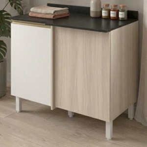 Balcão Canto Reto Com Tampo 1 Porta MDF 89 cm Kali 1222722 Bianco TOQ Branco Nicioli