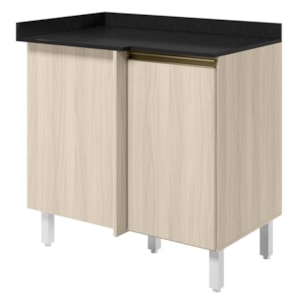 Balcão Canto Reto Com Tampo 1 Porta MDF 89 cm Kali 1222722 Bianco TOQ Nicioli