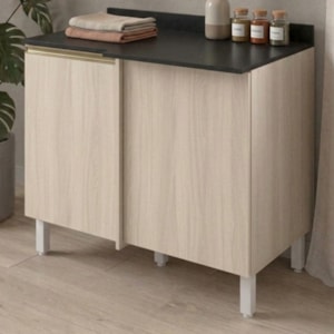 Balcão Canto Reto Com Tampo 1 Porta MDF 89 cm Kali 1222722 Bianco TOQ Nicioli