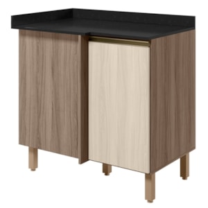 Balcão Canto Reto Com Tampo 1 Porta MDF 89 cm Kali 1222722 Carvalho TOQ Bianco Nicioli