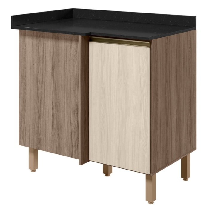 Balcão Canto Reto Com Tampo 1 Porta MDF 89 cm Kali 1222722 Carvalho TOQ Bianco Nicioli