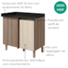 Balcão Canto Reto Com Tampo 1 Porta MDF 89 cm Kali 1222722 Carvalho TOQ Bianco Nicioli
