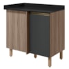 Balcão Canto Reto Com Tampo 1 Porta MDF 89 cm Kali 1222722 Carvalho TOQ Chumbo Nicioli