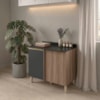 Balcão Canto Reto Com Tampo 1 Porta MDF 89 cm Kali 1222722 Carvalho TOQ Chumbo Nicioli