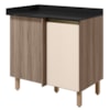 Balcão Canto Reto Com Tampo 1 Porta MDF 89 cm Kali 1222722 Carvalho TOQ Off White Nicioli