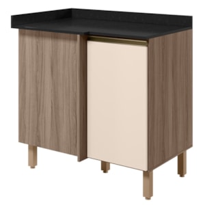 Balcão Canto Reto Com Tampo 1 Porta MDF 89 cm Kali 1222722 Carvalho TOQ Off White Nicioli