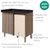 Balcão Canto Reto Com Tampo 1 Porta MDF 89 cm Kali 1222722 Carvalho TOQ Off White Nicioli