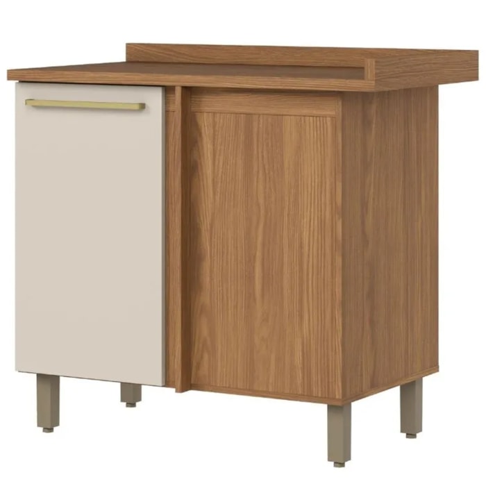 Balcao Canto Reto Tampo 1 Porta 84 cm Requinte Nature Areia Henn