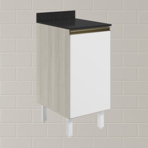 Balcao Com Tampo 1 Porta 40 cm MDF 12218 Bianco Toq Branco Uv Nicioli