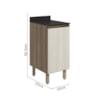 Balcao Com Tampo 1 Porta 40 cm MDF 12218 Carvalho Toq Bianco Toq Nicioli