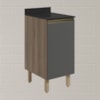 Balcao Com Tampo 1 Porta 40 cm MDF 12218 Carvalho Toq Chumbo Nicioli