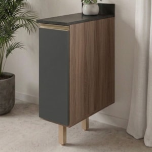 Balcão Com Tampo 1 Porta MDF 20 cm Kali 1679622 Carvalho TOQ Chumbo Nicioli
