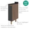 Balcão Com Tampo 1 Porta MDF 20 cm Kali 1679622 Carvalho TOQ Chumbo Nicioli