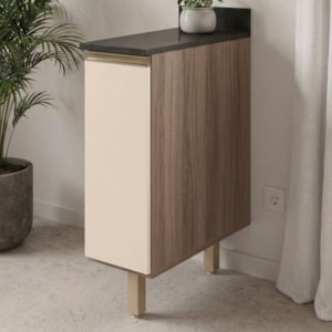 Balcão Com Tampo 1 Porta MDF 20 cm Kali 1679622 Carvalho TOQ Off White Nicioli
