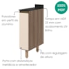 Balcão Com Tampo 1 Porta MDF 20 cm Kali 1679622 Carvalho TOQ Off White Nicioli
