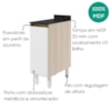 Balcão Com Tampo 1 Porta MDF 30 cm Kali 1221722 Bianco TOQ Branco Nicioli