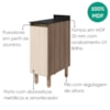 Balcão Com Tampo 1 Porta MDF 30 cm Kali 1221722 Carvalho TOQ Bianco Nicioli
