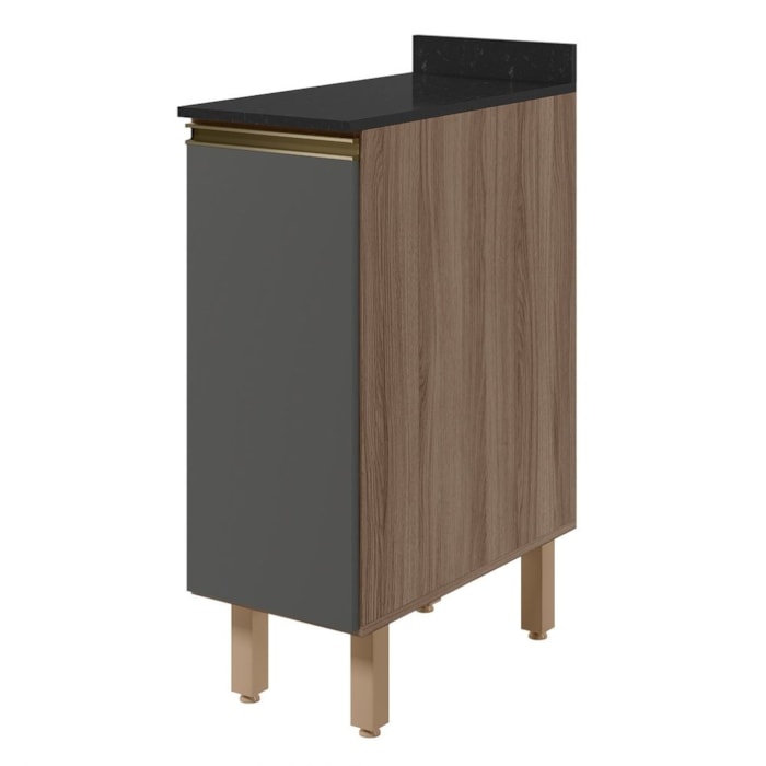 Balcão Com Tampo 1 Porta MDF 30 cm Kali 1221722 Carvalho TOQ Chumbo Nicioli