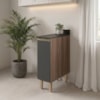 Balcão Com Tampo 1 Porta MDF 30 cm Kali 1221722 Carvalho TOQ Chumbo Nicioli