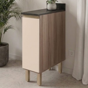 Balcão Com Tampo 1 Porta MDF 30 cm Kali 1221722 Carvalho TOQ Off White Nicioli