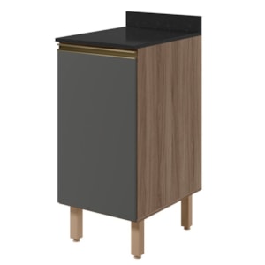Balcão Com Tampo 1 Porta MDF 40 cm Kali 1221822 Carvalho TOQ Chumbo Nicioli