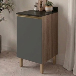 Balcão Com Tampo 1 Porta MDF 40 cm Kali 1221822 Carvalho TOQ Chumbo Nicioli