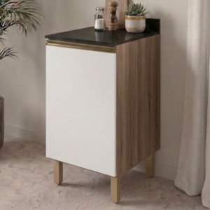 Balcão Com Tampo 1 Porta MDF 40 cm Kali 1221822 Carvalho TOQ Off White Nicioli