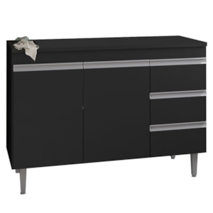 Balcao Com Tampo 100 cm 2 Portas Andreia Preto REAJL Balcao Com Tampo 100 cm 2 Portas Andreia Preto REAJL