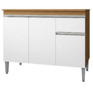 Balcao Com Tampo 100 cm Tatiane Amendoa Branco REAJL Moveis