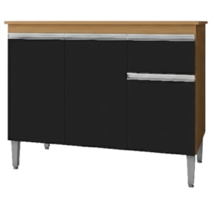 Balcao Com Tampo 100 cm Tatiane Amendoa Preto REAJL Moveis