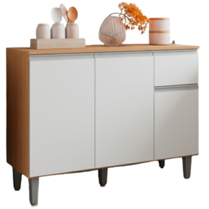 Balcao Com Tampo 105 cm Vanessa Amendoa Branco REAJL Moveis