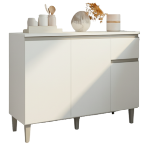 Balcao Com Tampo 105 cm Vanessa Branco REAJL Moveis