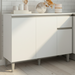 Balcao Com Tampo 105 cm Vanessa Branco REAJL Moveis