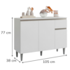 Balcao Com Tampo 105 cm Vanessa Branco REAJL Moveis