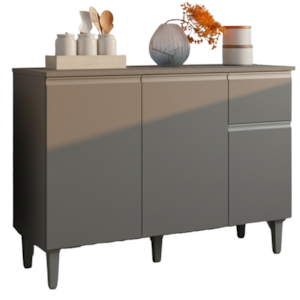 Balcao Com Tampo 105 cm Vanessa Cinza REAJL Moveis