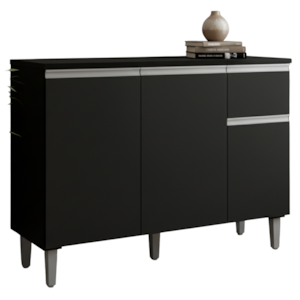 Balcao Com Tampo 105 cm Vanessa Preto REAJL Moveis