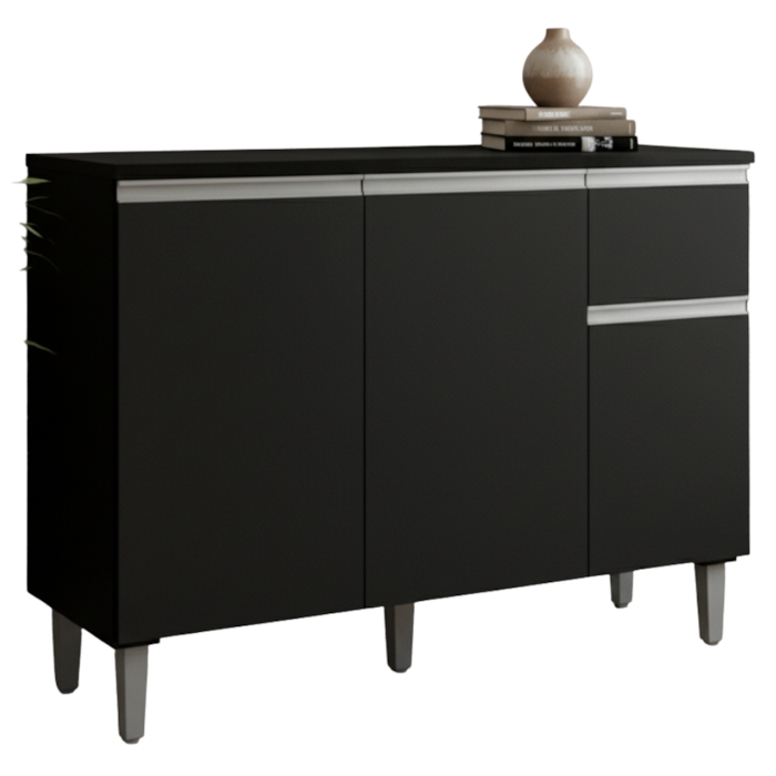 Balcao Com Tampo 105 cm Vanessa Preto REAJL Moveis