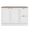 Balcao Com Tampo 120 cm 2 Portas 2 Gavetas Unna Branco Carvalho Oak POLIMAN