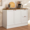 Balcao Com Tampo 120 cm 2 Portas 2 Gavetas Unna Branco Carvalho Oak POLIMAN