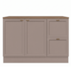 Balcao Com Tampo 120 cm 2 Portas 2 Gavetas Unna Gris Carvalho Oak POLIMAN