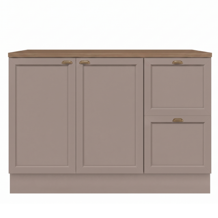 Balcao Com Tampo 120 cm 2 Portas 2 Gavetas Unna Gris Carvalho Oak POLIMAN