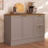 Balcao Com Tampo 120 cm 2 Portas 2 Gavetas Unna Gris Carvalho Oak POLIMAN