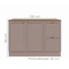 Balcao Com Tampo 120 cm 2 Portas 2 Gavetas Unna Gris Carvalho Oak POLIMAN