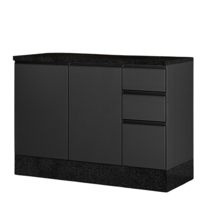 Balcao Com Tampo 120 cm 3 Portas 2 Gavetas Etna Grafite POLIMAN